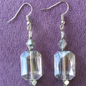 Clear/silver handmade earrings